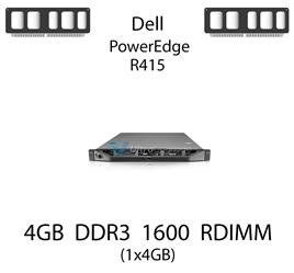 Pamięć RAM 4GB DDR3 dedykowana do serwera Dell PowerEdge R415, RDIMM, 1600MHz, 1.35V