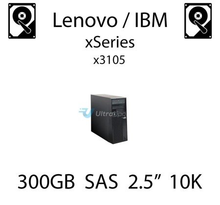 300GB 2.5" dedykowany dysk serwerowy SAS do serwera Lenovo / IBM System x3105, HDD Enterprise 10k, 600MB/s - 44W2264 (REF)