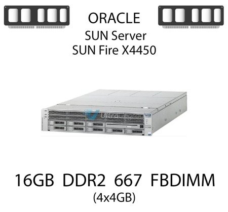 Pamięć RAM 16GB (4x4GB) DDR2 dedykowana do serwera ORACLE SUN Fire X4450, FBDIMM, 667MHz, 1.8V, 2Rx4